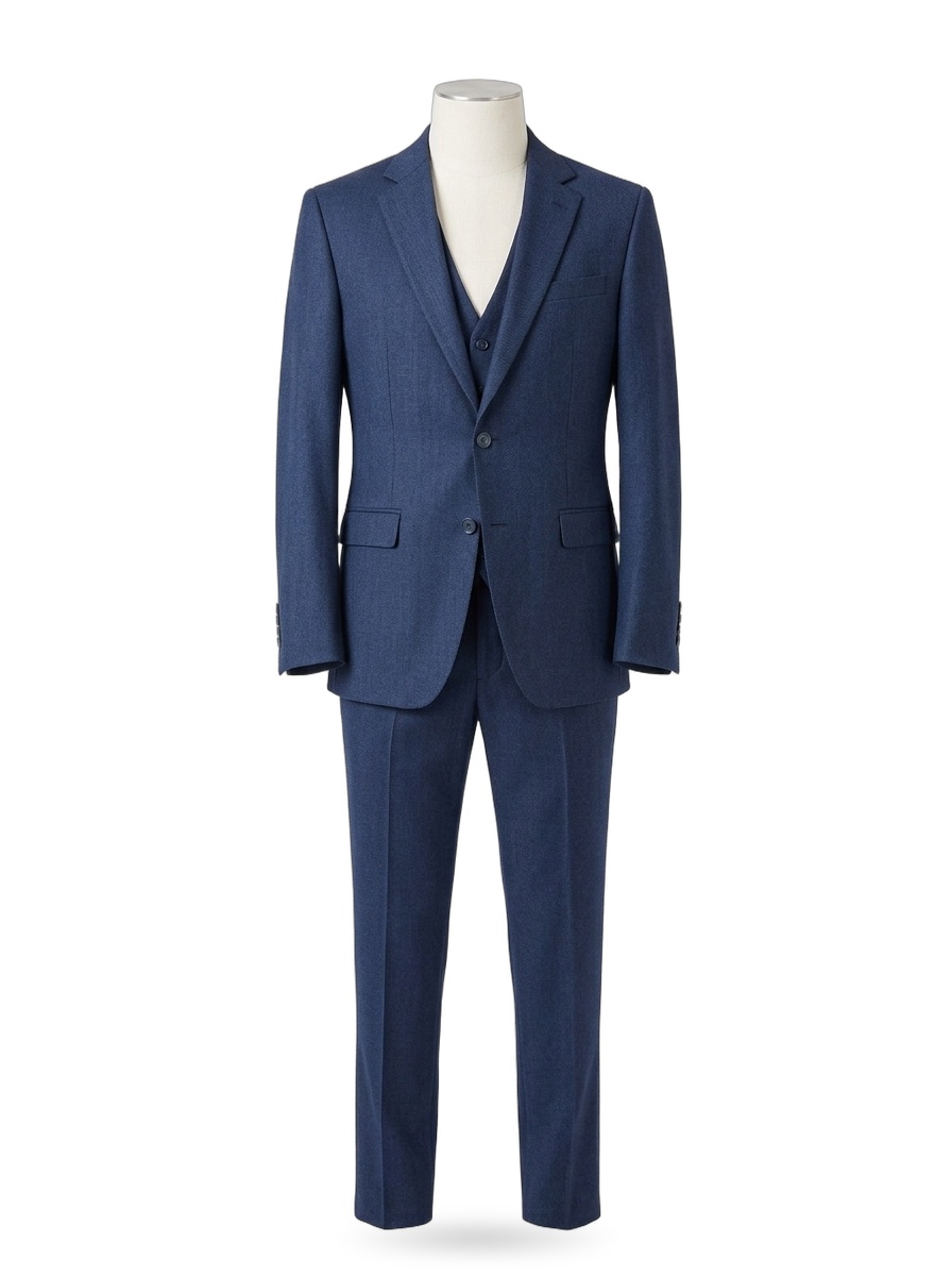 Deep Indigo Twill Three-Piece Wool Suit